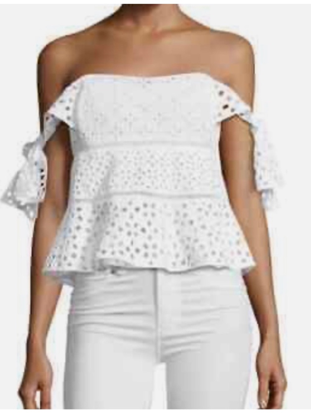rebecca taylor amora Off The Shoulder White eyelet top